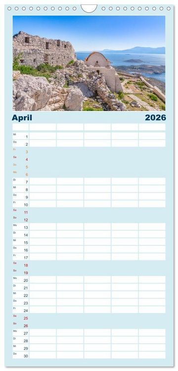 Produktbild: Familienplaner 2026 - Insel Chalki mit 5 Spalten (Wandkalender, 21 x 45 cm) CALVENDO