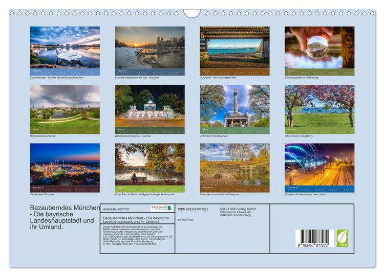 Produktbild: Bezauberndes M&uuml;nchen - Die bayrische Landeshauptstadt und ihr Umland. (Wandkalender 2026 DIN A3 quer), CALVENDO Monatskalender
