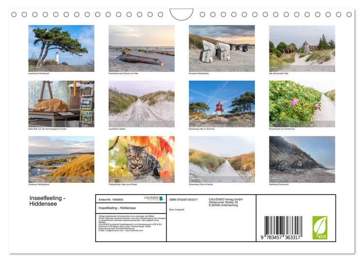 Produktbild: Inseelfeeling - Hiddensee (Wandkalender 2026 DIN A4 quer), CALVENDO Monatskalender