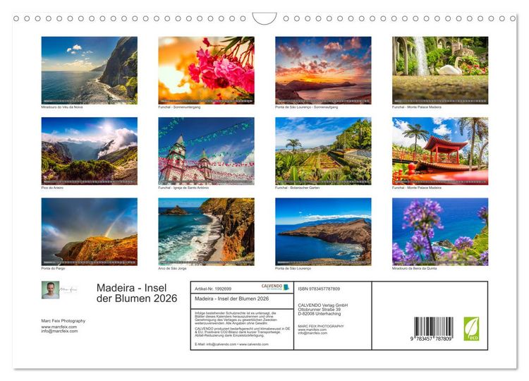 Produktbild: Madeira - Insel der Blumen 2026 (Wandkalender 2026 DIN A3 quer), CALVENDO Monatskalender