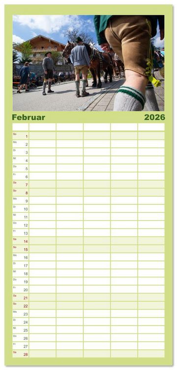 Produktbild: Familienplaner 2026 - Maibaum aufstellen mit 5 Spalten (Wandkalender, 21 x 45 cm) CALVENDO