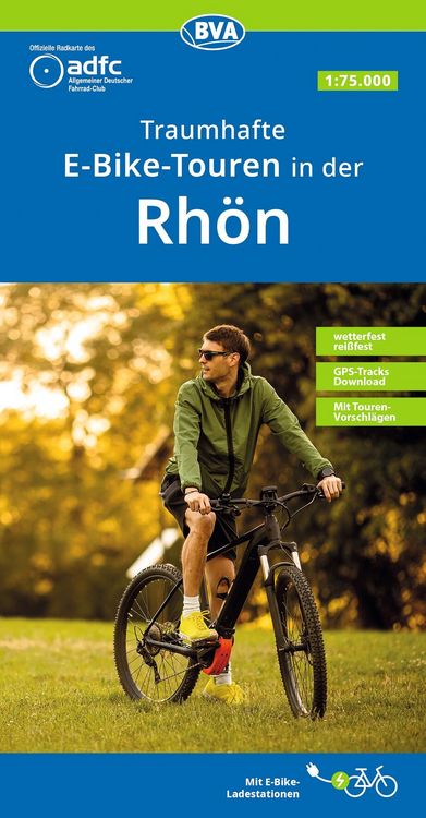 Produktbild: BVA ADFC Regionalkarte Traumhafte E-Bike-Touren in der Rh&ouml;n 1:75.000
