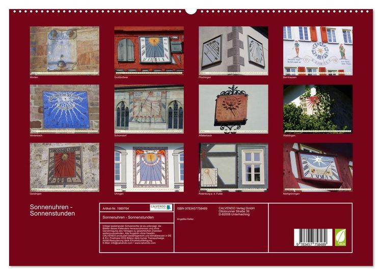 Produktbild: Sonnenuhren - Sonnenstunden (hochwertiger Premium Wandkalender 2026 DIN A2 quer), Kunstdruck in Hochglanz
