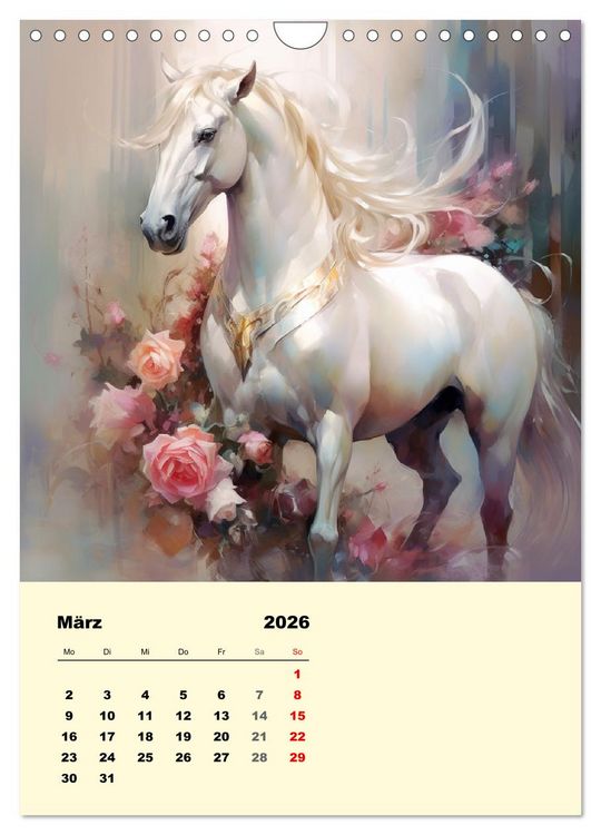 Produktbild: Pferde im romantischen Barockstil (Wandkalender 2026 DIN A4 hoch), CALVENDO Monatskalender