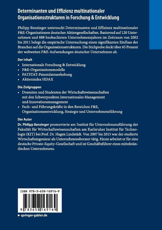 Produktbild: Determinanten und Effizienz multinationaler Organisationsstrukturen in Forschung & Entwicklung