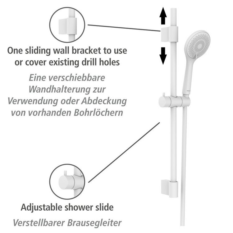 Produktbild: Brauseset Watersaving Wei&szlig;, L&auml;nge Stange: 70 cm