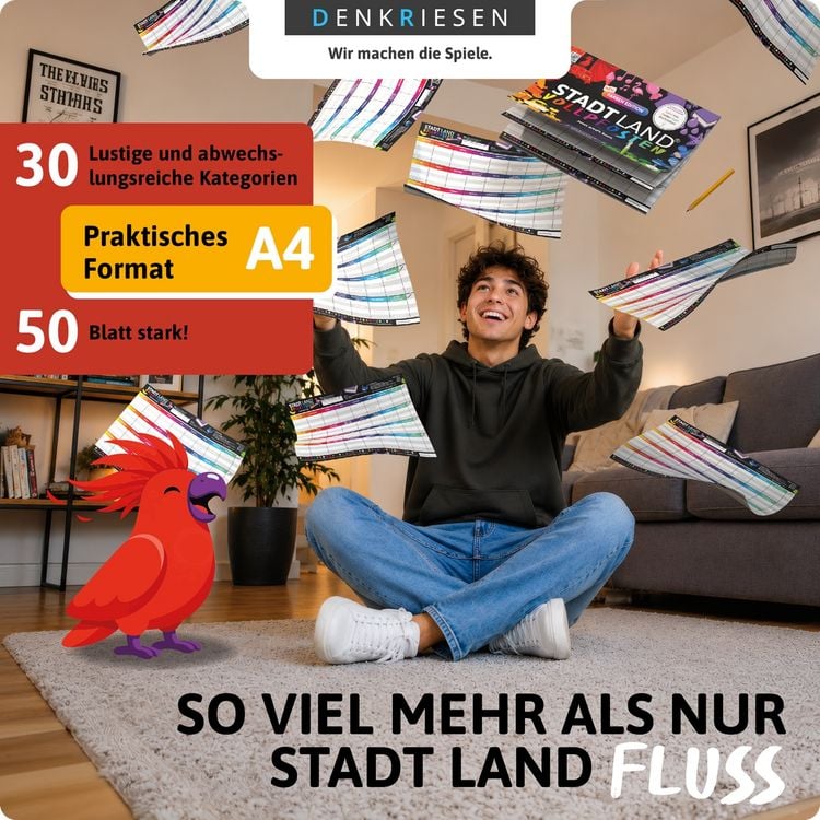 Produktbild: DENKRIESEN - STADT LAND VOLLPFOSTEN&reg; Farben Edition - "Jetzt wird's bunt" | A4 Spielblock