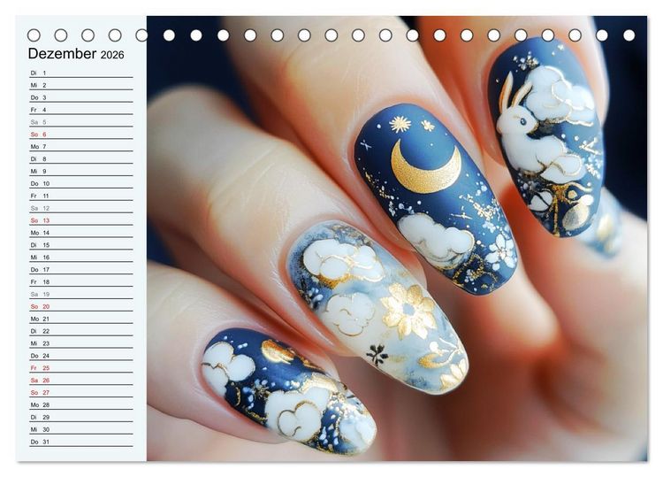 Produktbild: Kreative Nagelkunst. Ausdrucksstarke Designs und Farben (Tischkalender 2026 DIN A5 quer), CALVENDO Monatskalender