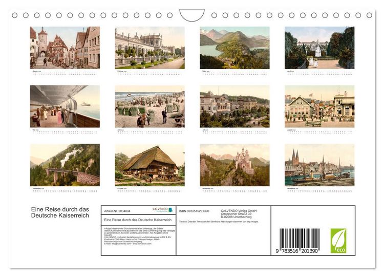 Produktbild: Eine Reise durch das Deutsche Kaiserreich (Wandkalender 2026 DIN A4 quer), CALVENDO Monatskalender