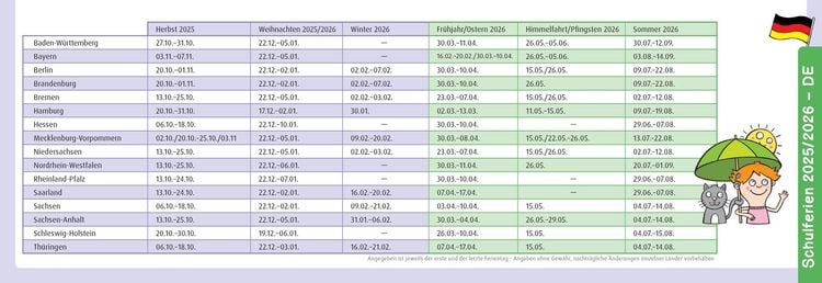 Produktbild: Der Wochen-Tischkalender für das Schuljahr 2025/2026