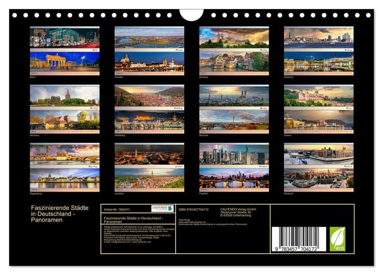 Produktbild: Faszinierende St&auml;dte in Deutschland - Panoramen (Wandkalender 2026 DIN A4 quer), CALVENDO Monatskalender