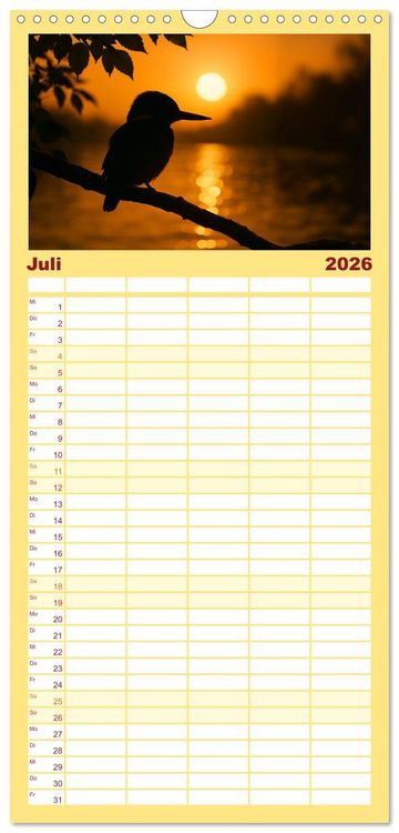 Produktbild: Familienplaner 2026 - Eisvogeltr&auml;ume am Wasser mit 5 Spalten (Wandkalender, 21 x 45 cm) CALVENDO