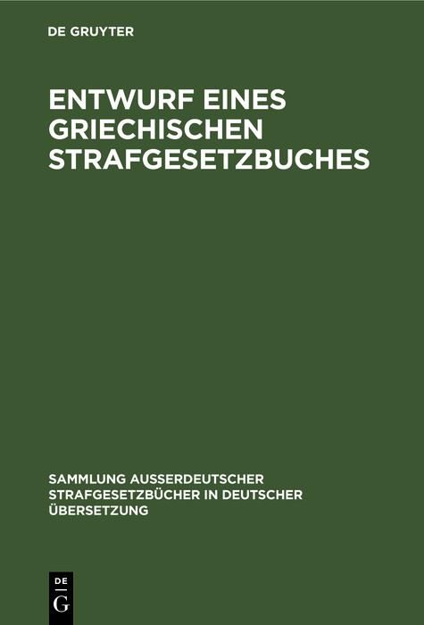 Produktbild: Entwurf eines griechischen Strafgesetzbuches