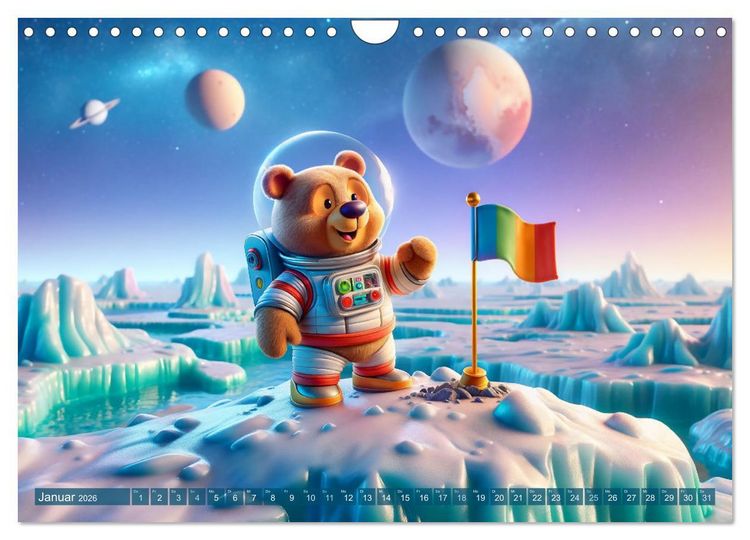 Produktbild: Tierische Raumfahrer: Durch das Universum mit Fell und Feder (Wandkalender 2026 DIN A4 quer), CALVENDO Monatskalender