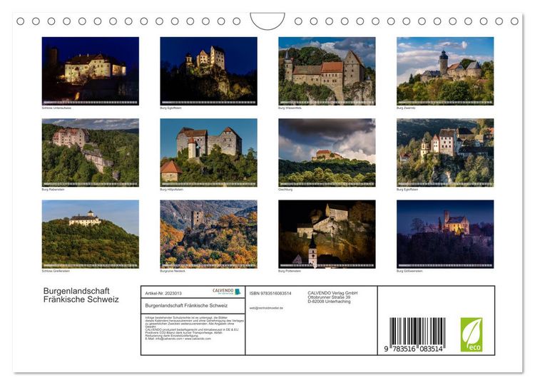 Produktbild: Burgenlandschaft Fr&auml;nkische Schweiz (Wandkalender 2026 DIN A4 quer), CALVENDO Monatskalender