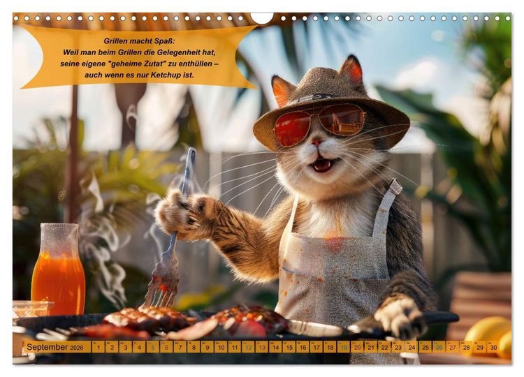 Produktbild: Tierisch lustige Grillmeister (Wandkalender 2026 DIN A3 quer), CALVENDO Monatskalender