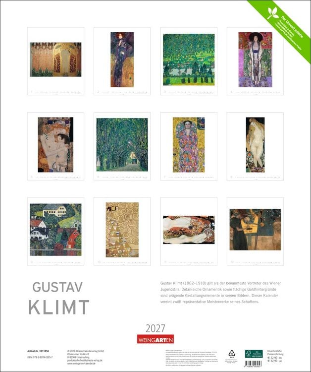 Produktbild: Gustav Klimt Edition Kalender 2027