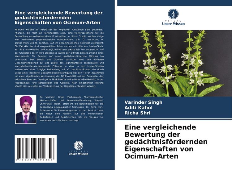 Produktbild: Eine vergleichende Bewertung der ged&auml;chtnisf&ouml;rdernden Eigenschaften von Ocimum-Arten