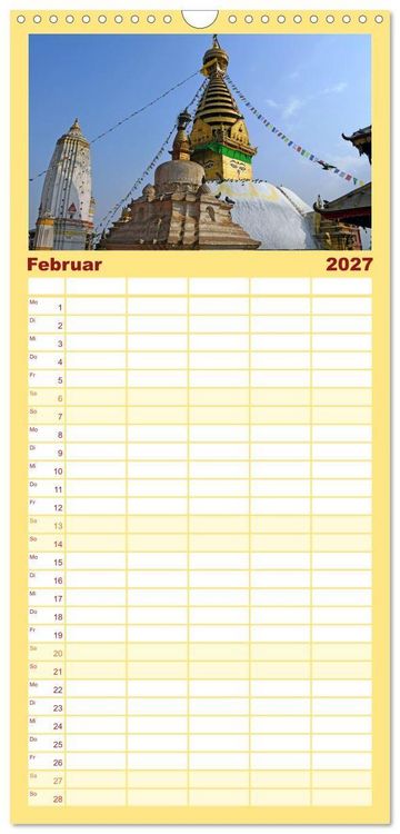 Produktbild: Familienplaner 2027 - Einzigartiges NEPAL mit 5 Spalten (Wandkalender, 21 x 45 cm) CALVENDO