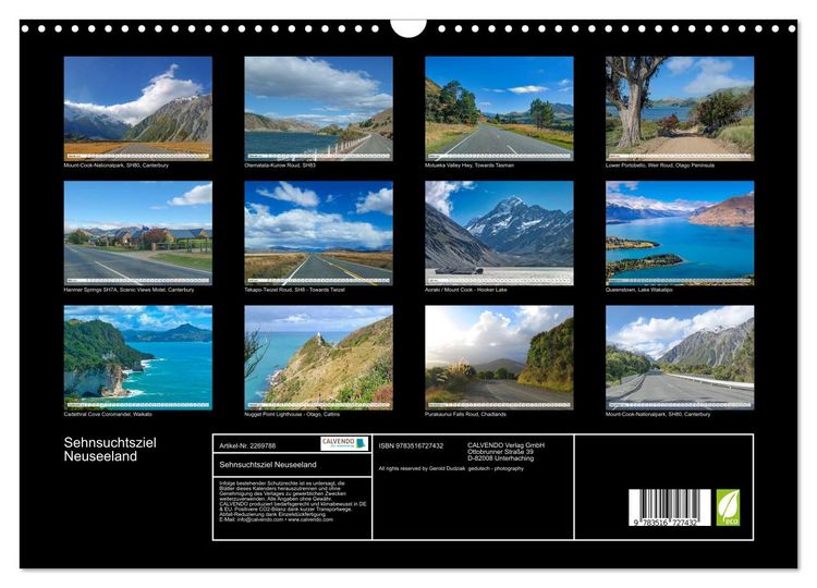 Produktbild: Sehnsuchtsziel Neuseeland (Wandkalender 2026 DIN A3 quer), CALVENDO Monatskalender