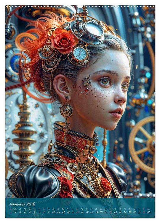 Produktbild: Fantasie-K&ouml;niginnen des Steampunk - Digitale Kunst (hochwertiger Premium Wandkalender 2026 DIN A2 hoch), Kunstdruck in Hochglanz