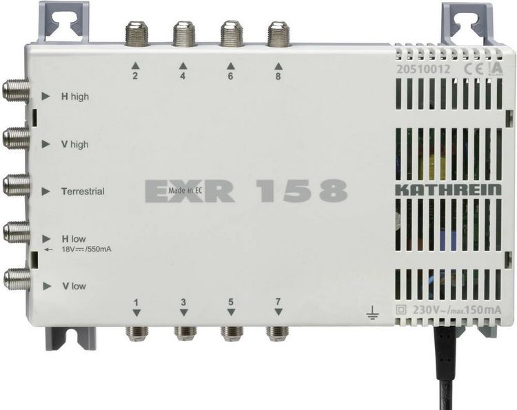 Produktbild: Kathrein EXR 158 SAT Multischalter Eing&auml;nge (Multischalter): 5 (4 SAT/1 terrestrisch) Teilnehmer-Anzahl: 8