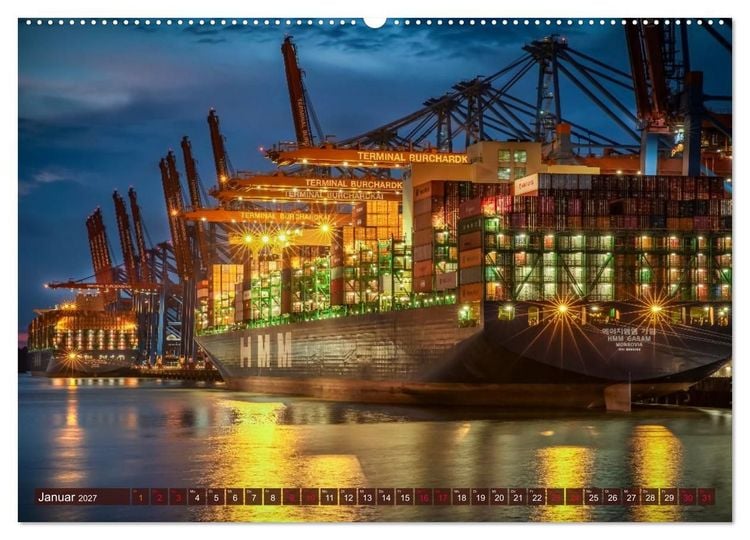 Produktbild: Magic Nights Containerschiffe (hochwertiger Premium Wandkalender 2027 DIN A2 quer), Kunstdruck in Hochglanz