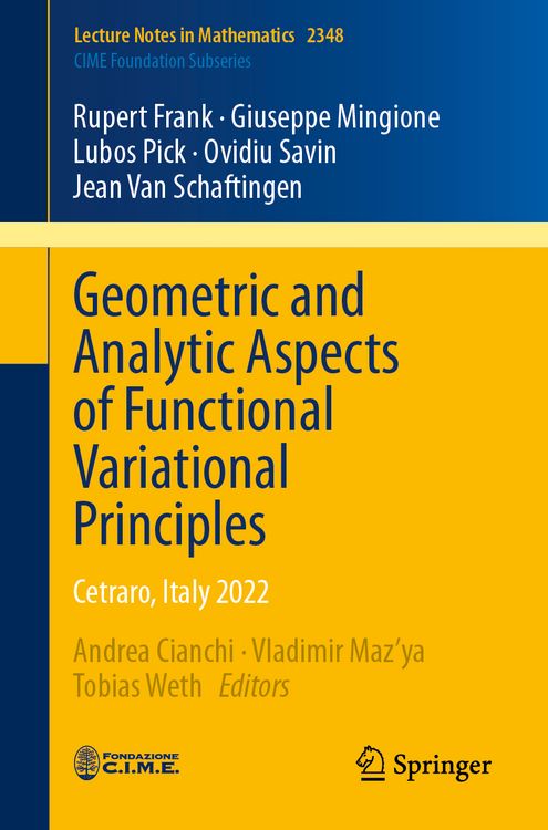 Produktbild: Geometric and Analytic Aspects of Functional Variational Principles