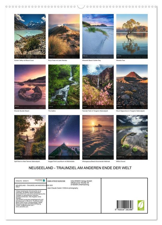 Produktbild: NEUSEELAND - TRAUMZIEL AM ANDEREN ENDE DER WELT (hochwertiger Premium Wandkalender 2026 DIN A2 hoch), Kunstdruck in Hochglanz