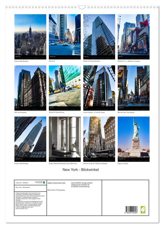 Produktbild: New York - Blickwinkel (Wandkalender 2026 DIN A2 hoch), CALVENDO Monatskalender