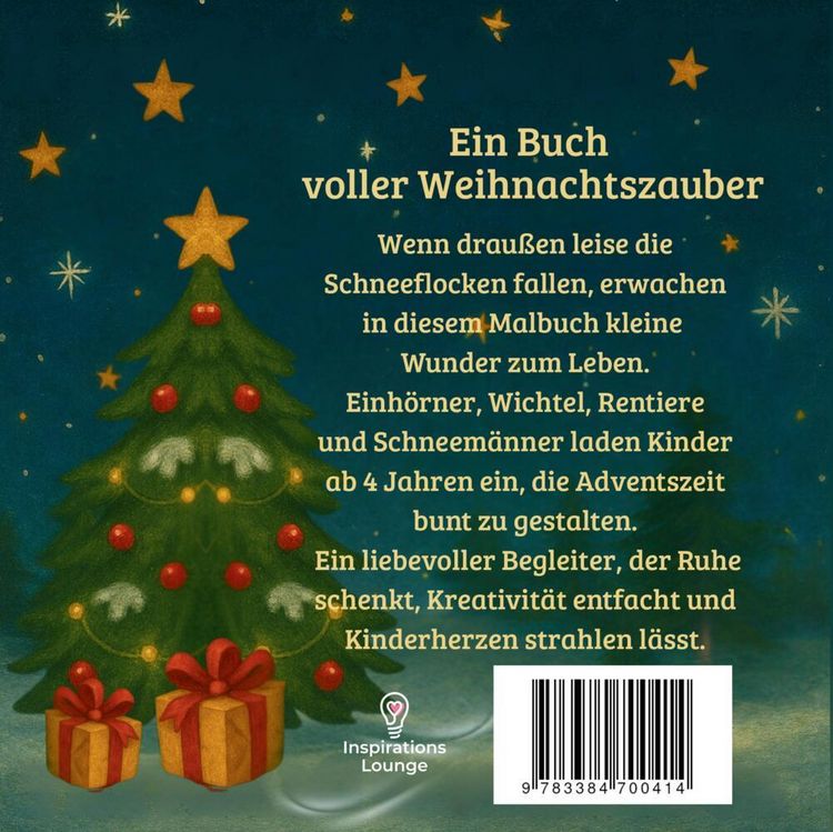 Produktbild: Weihnachtsmalbuch f&uuml;r Kinder - 55 liebevolle Motive mit Rentieren, Schneem&auml;nnern, Wichteln & Tieren