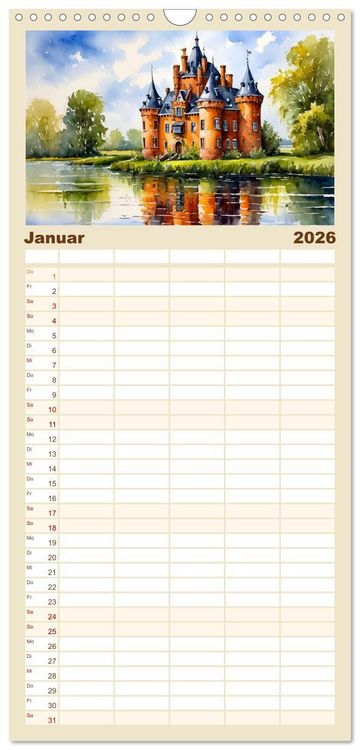 Produktbild: Familienplaner 2026 - M&auml;rchenschl&ouml;sser und Burgen mit 5 Spalten (Wandkalender, 21 x 45 cm) CALVENDO