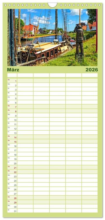 Produktbild: Familienplaner 2026 - Reise an die Nordsee - Carolinensiel mit 5 Spalten (Wandkalender, 21 x 45 cm) CALVENDO
