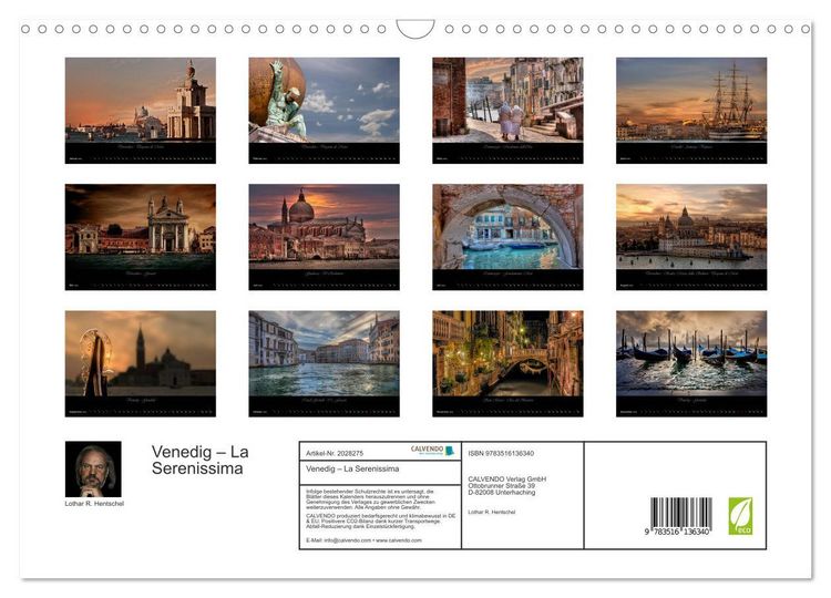 Produktbild: Venedig &ndash; La Serenissima (Wandkalender 2026 DIN A3 quer), CALVENDO Monatskalender