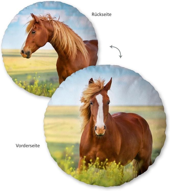 Produktbild: Herding 5424210218 - Kissen Pferde, Wende-Rundkissen, 100% Polyester, 50cm,