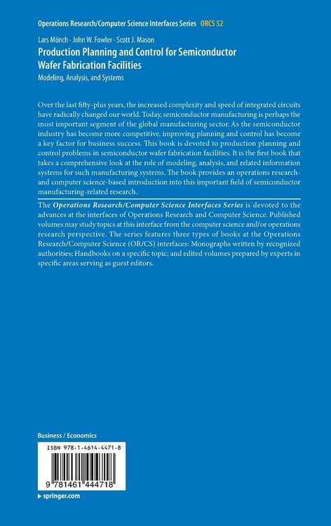 Produktbild: Production Planning and Control for Semiconductor Wafer Fabrication Facilities