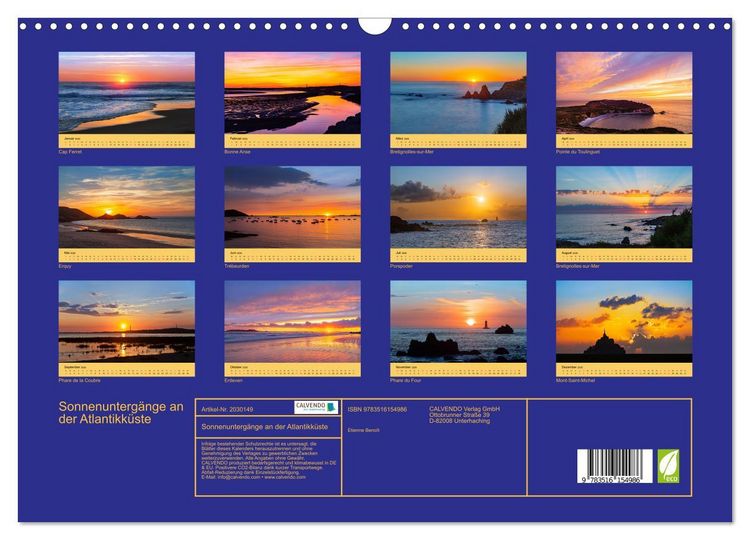 Produktbild: Sonnenunterg&auml;nge an der Atlantikk&uuml;ste (Wandkalender 2026 DIN A3 quer), CALVENDO Monatskalender