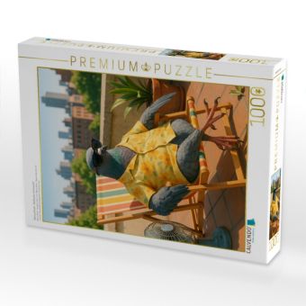 Produktbild: CALVENDO Puzzle Balcony Break - Stadttaube mit Aussicht | 1000 Teile Lege-Gr&ouml;&szlig;e 64x48cm Foto-Puzzle f&uuml;r gl&uuml;ckliche Stunden