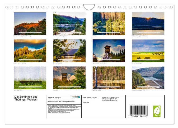 Produktbild: Die Sch&ouml;nheit des Th&uuml;ringer Waldes (Wandkalender 2026 DIN A4 quer), CALVENDO Monatskalender