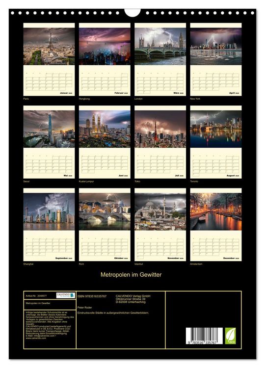 Produktbild: Metropolen im Gewitter (Wandkalender 2026 DIN A3 hoch), CALVENDO Monatskalender
