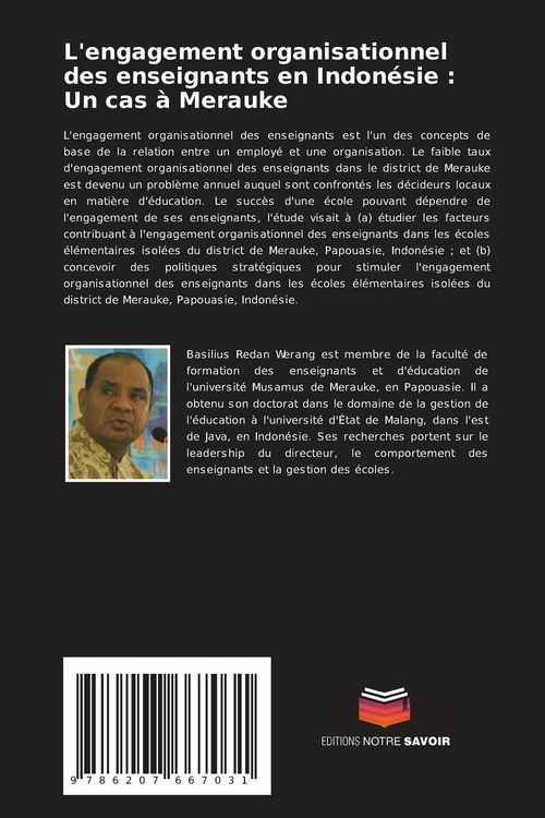 Produktbild: L'engagement organisationnel des enseignants en Indon&eacute;sie : Un cas &agrave; Merauke
