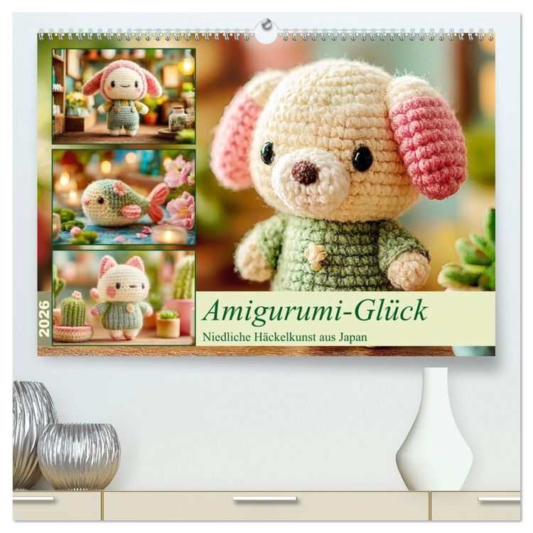 Produktbild: Amigurumi-Gl&uuml;ck. Niedliche H&auml;ckelkunst aus Japan (hochwertiger Premium Wandkalender 2026 DIN A2 quer), Kunstdruck in Hochglanz