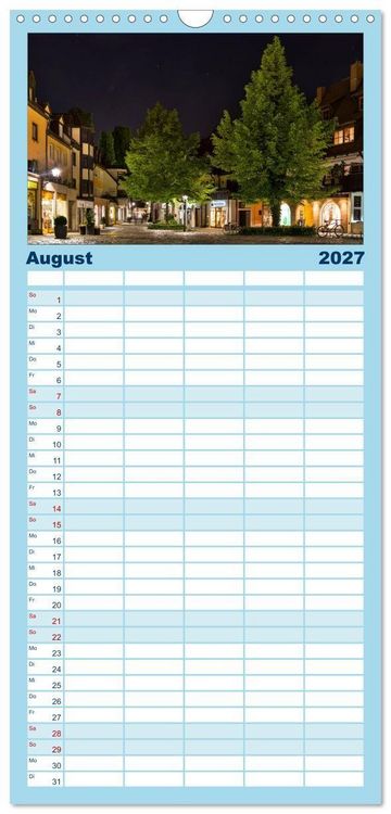 Produktbild: Familienplaner 2027 - N&uuml;rnberg - Die Altstadt bei Nacht mit 5 Spalten (Wandkalender, 21 x 45 cm) CALVENDO