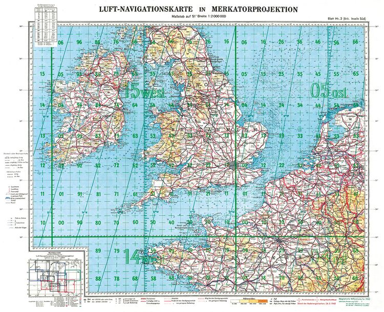 Produktbild: LUFT-NAVIGATIONSKARTE Britische Inseln (S&uuml;d) 1942 (Plano)