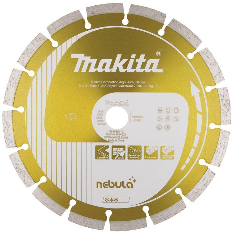 Produktbild: Makita Nebula - Diamant-Schneidscheibe - f&uuml;r Beton, Kalkstein, Stahlbeton, Ziegelsteine, feink&ouml;rniger Sandstein