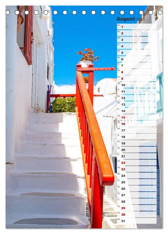 Produktbild: Bunte Treppen auf Mykonos - Reiseplaner (Tischkalender 2026 DIN A5 hoch), CALVENDO Monatskalender