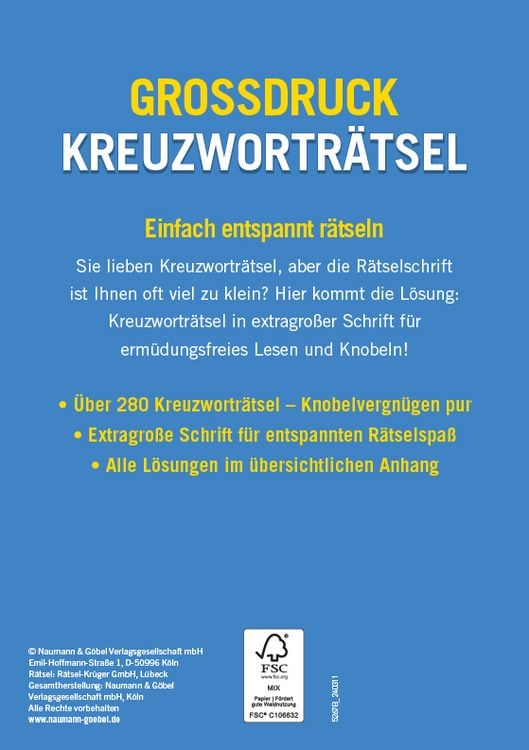 Produktbild: Gro&szlig;druck Kreuzwortr&auml;tsel &bull; Band 4 - &Uuml;ber 280 R&auml;tsel f&uuml;r Senioren & Erwachsene