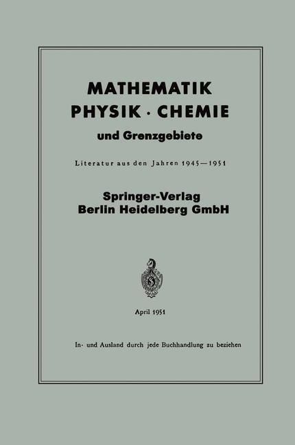 Produktbild: Mathematik, Physik &middot; Chemie und Grenzgebiete