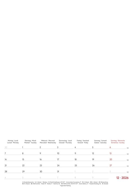 Produktbild: Kreativ-Kalender A4 Notiz 2026 mit Platz für Notizen - weiß - 21 x 29,7 - Do it yourself calendar A4 - datiert - Foto-Kalender - Alpha Edition