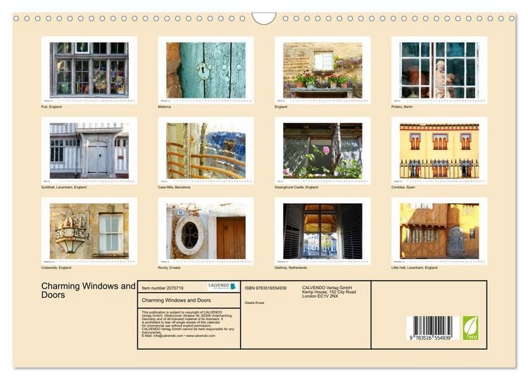 Produktbild: Charming Windows and Doors (Wall Calendar 2026 DIN A3 landscape), CALVENDO 12 Month Wall Calendar